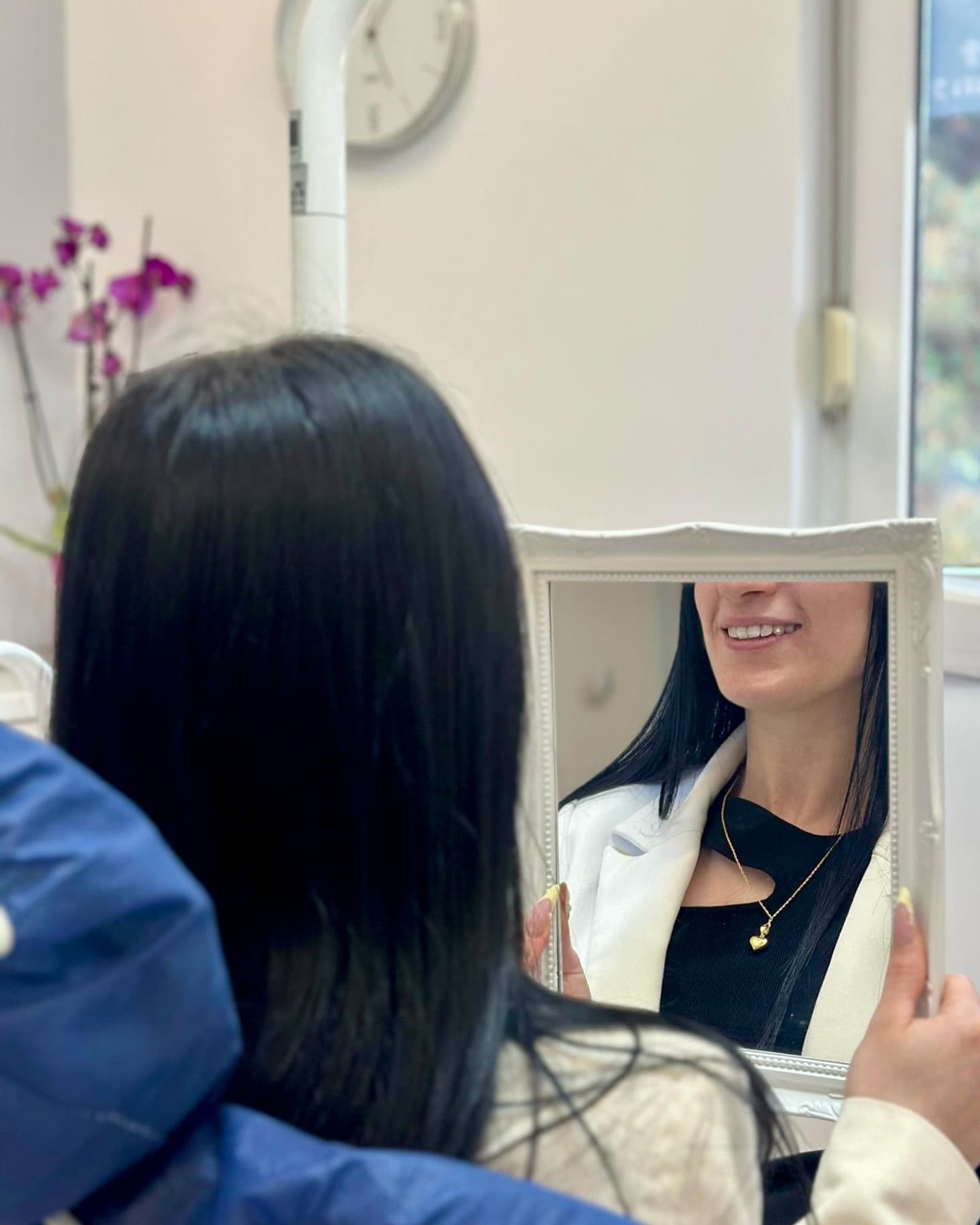 Patient admiring her new smile